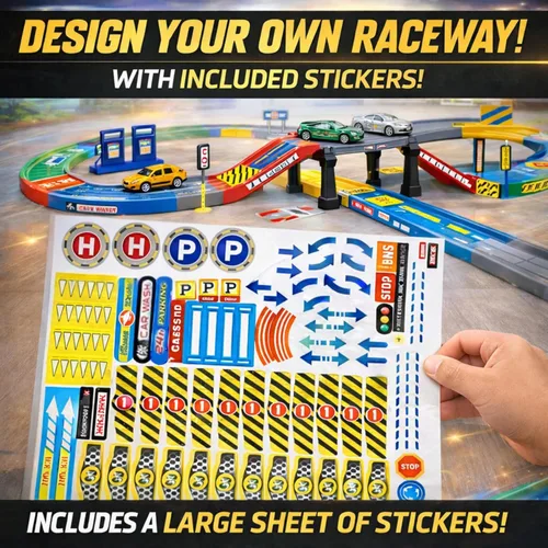 Miniatura 3 de Set de ensamble de "mi primera pista de carrera", incluye 3 autos a presión