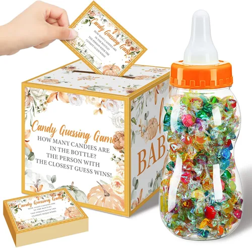 Miniatura 36 de Glenmal Juego de 52 piezas de regalo para juegos de baby shower, biberón grande para juego de ducha, adivina cuántos caramelos, decoraciones