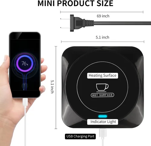 Miniatura 2 de CALENTADOR DE TAZAS DE CAFÉ, Calentador de Tazas de Café Inteligente USB con Activación/Desactivación Automática por Presión, Accesorios de Café