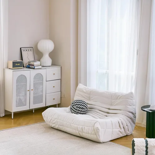 Miniatura 3 de N&V Silla Fireside, sofá de suelo sin brazos de mediados de siglo, silla de microfibra suave de alta calidad, sofá de espuma para sala de estar