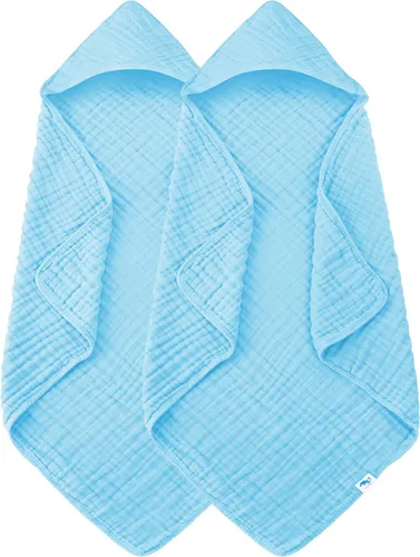 Miniatura 12 de SWEET DOLPHIN - Paquete de 2 toallas de baño de muselina para bebés y niños pequeños, manta 100% algodón, 40 x 40 pulgadas, altamente absorbentes