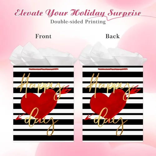 Miniatura 8 de FaCraft Bolsas grandes de regalo para el día de San Valentín con asas para novio y niños, bolsa de regalo de corazón para aniversario, bodas
