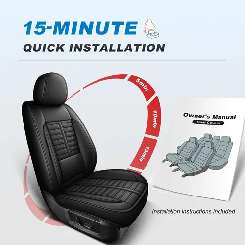 Miniatura 2 de Fit for Dodge Dart Seat Covers 2013-2016: 2 Front Faux Leather Waterproof Car Seat Covers Premium Automotive Cushion Protector with Lumbar Support