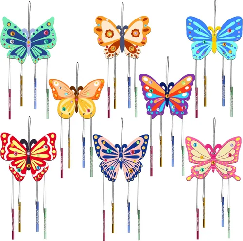 Miniatura 11 de Fennoral Paquete de 12 carillones de viento, manualidades de primavera para niños, artes y manualidades de madera para niñas y niños, haz tus Hueso