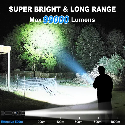 Miniatura 2 de Linternas Recargables de Alto Lumen, Paquete de 2 Linterna LED Súper Brillante de 99000 Lúmenes con 5 Modos e Impermeable, Carga Rápida USB Linterna