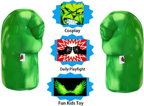 Miniatura 2 de FEIDAR Incredible HOK Superheros Gauntlet Smash Hands Fists Big Soft Plush Gloves Pair Costume Light Green Special Edition
