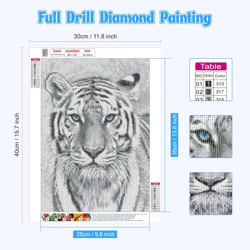 Miniatura 2 de NAIMOER Kits de arte de diamantes de tigre para adultos, arte de diamantes 5D, kit de arte de tigre, animales de perforación completa, kits de arte