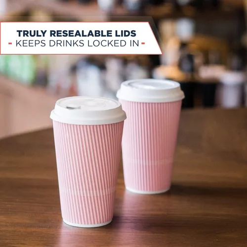 Miniatura 3 de Tazas de café desechables con tapas, taza de café de 16 onzas (paquete de 70). Las tazas de viaje grandes mantienen la forma con bebidas frías