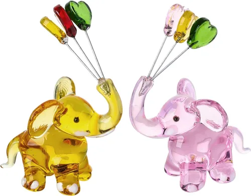 Miniatura 9 de LONGWIN Estado de elefante de cristal, figuras coleccionables con tronco arriba, escultura de animales, adornos de decoración del hogar Lucky Feng