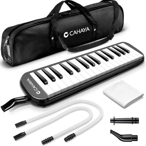CAHAYA Melódica 32 Teclas Boquilla de Tubos Dobles Piano de Aire Teclado Instrumento Musical con Bolsa de Transporte 32 Teclas, Negro, CY0050-1