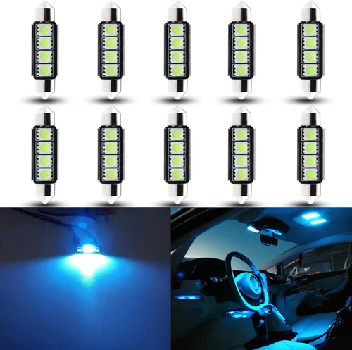 Miniatura 11 de Bombillas LED Festoon 6411 6418 C5W de 9 a 30 V extremadamente brillantes, sin errores, 1.5 pulgadas, 1.417 in para luces de cúpula de mapa