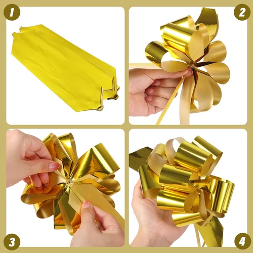 Miniatura 3 de Fulmoon 4 bolsas de regalo jumbo de 48 pulgadas, bolsas doradas extra grandes con flores de tirar, regalo gigante de plástico para regalo de Dorado