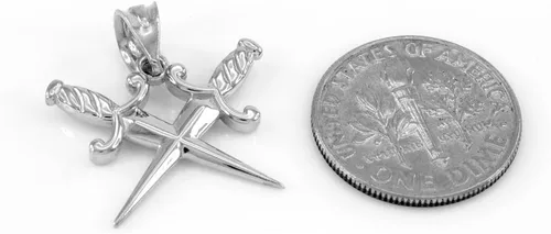 Miniatura 2 de Claddagh Gold Colgante de plata de ley 925 pulida con dagas cruzadas