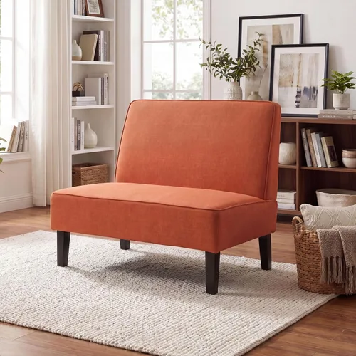 Miniatura 8 de Acolchado Lino sin brazo settee Loveseat sofá Home informal sala dormidor, Tela, Azul