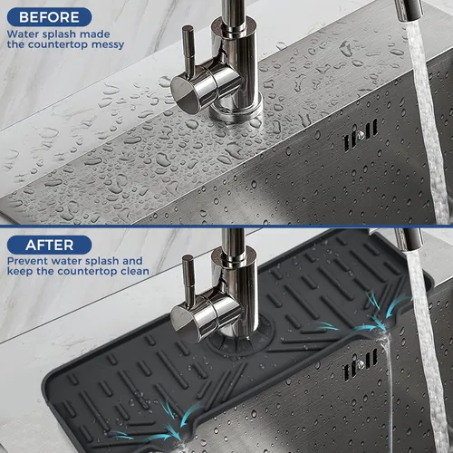 Miniatura 6 de Bandeja colectora de goteo para mango de grifo de silicona, tapete de grifo de silicona, soporte para esponja de jabón de platos para accesorios