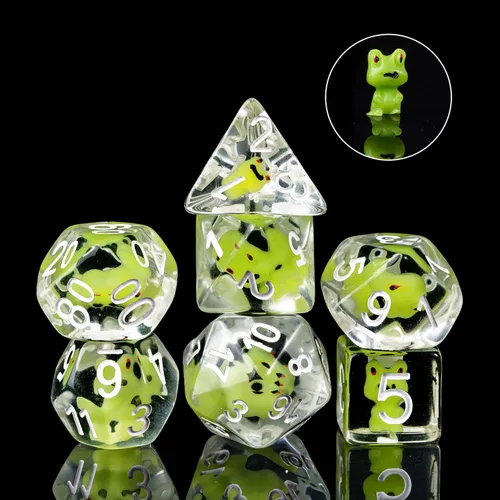 Miniatura 32 de Cusdie Dados DND de 7 troqueles, juego de dados poliédricos rellenos de animales, para juegos de rol, dados D&D (perro gris)