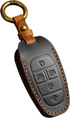 SANRILY Funda de cuero para llavero para Hyundai Sonata Tucson 2022 2021 2020 Santa Fe Santa Cruz sin llave, funda de protección completa, color