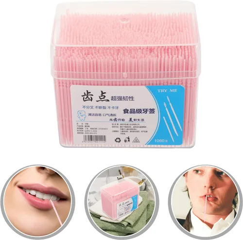 Miniatura 9 de FOMIYES Palillos de dientes de doble cabeza, 1060 palillos de dientes desechables para limpieza de dientes, palillos de hilo dental suave, palillos