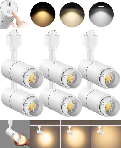 VANoopee Cabezales de Iluminación LED de Riel Zoomables de 3 Colores de 10W Tipo H Regulables Luminarias de Foco de Techo Brillantes Arte de Acento,