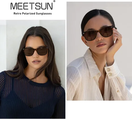 Miniatura 33 de MEETSUN Polarized Sunglasses for Women Men Classic Retro Square Frame Driving Sun Glasses UV Protection