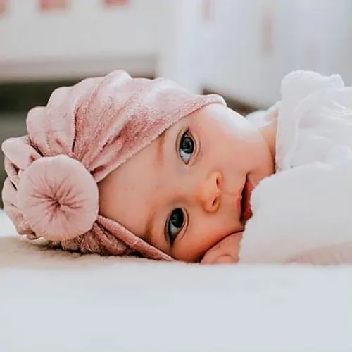 Miniatura 2 de DRESHOW BQUBO Baby Turban Hats Turban Bun Knot Baby Infant Beanie Baby Girl Soft Cute Toddler Cap