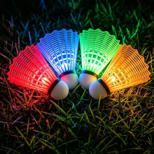 Miniatura 13 de Glow in The Dark Badminton Birdies,LED Badminton Shuttlecocks for Family Backyards Practice,4/5/6 PCS Nylon/Goose Feather Long Lasting Light Up
