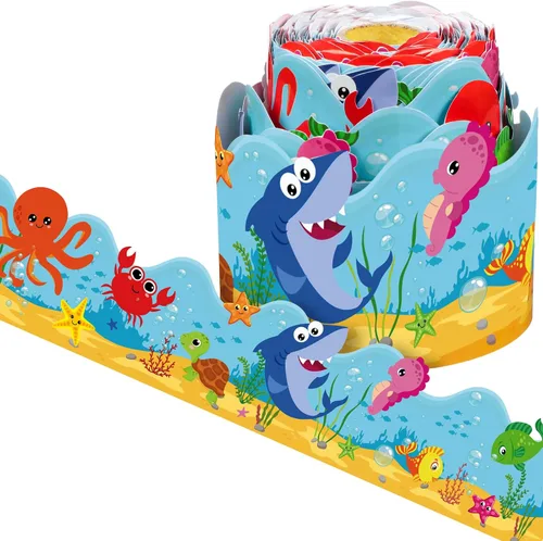 Panelee Borde Bajo el Mar 68.9 Pies Borde de Tablero de Anuncios Mariposas Flores Abeja Espacio Decoración Inspiradora Linda para Tableros de