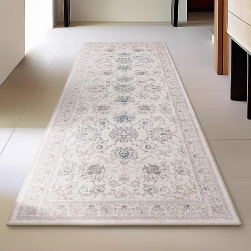Phantoscope Alfombra Pasillera Lavable 2'x6' Antideslizante, Alfombras Vintage Neutras para Pasillo, Entrada, Escalera, Dormitorio, Patrón de Crema