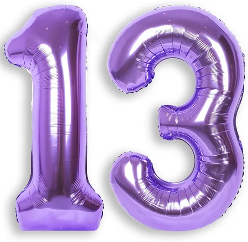 Miniatura 21 de Globo de número 0 de 40 pulgadas de RainbowQ Party, grande, color púrpura, para niños o niñas, números del 0 al 9, de papel de aluminio y Mylar
