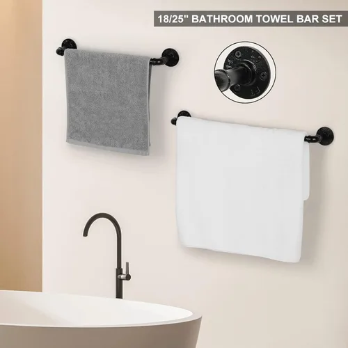 Miniatura 3 de Juego de accesorios de baño industrial 10 piezas Incluye toallero redondo para toallas de baño Soportes para rollo de papel higiénico para pared