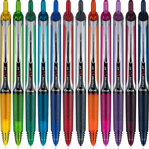 Miniatura 6 de PILOT Precise V5 RT - Bolígrafos de bola rodante recargables y retráctiles, punta extrafina de 0.5 mm, surtidos, paquete de 12 - Ideal