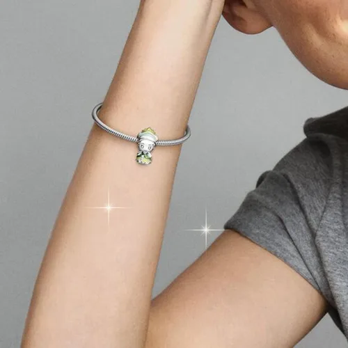Miniatura 4 de Abalorios de plata de ley 925 con diseño de robot de ratón, para pulseras europeas originales, joyería de bricolaje, 3 piezasjuego