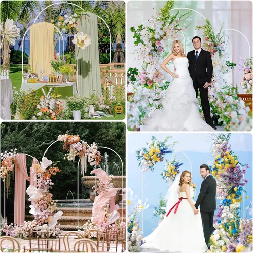 Miniatura 6 de Putros Soporte de arco metálico Chiara para boda, juego de 3 soportes de fondo de arco cuadrado con arcos arqueados de 2.2 m, 2 m, 1.8 m