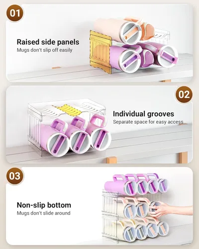 Miniatura 8 de Gracenal Organizador de botellas de agua para accesorios de taza Stanley, organizadores de gabinete y almacenamiento para vaso Meoky de 40 onzas