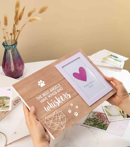 Miniatura 2 de NZY Regalo conmemorativo para gatos, marco de fotos de madera que se ajusta a fotos de 6" x 4", regalo de condolencias para dueño de gatos, regalo