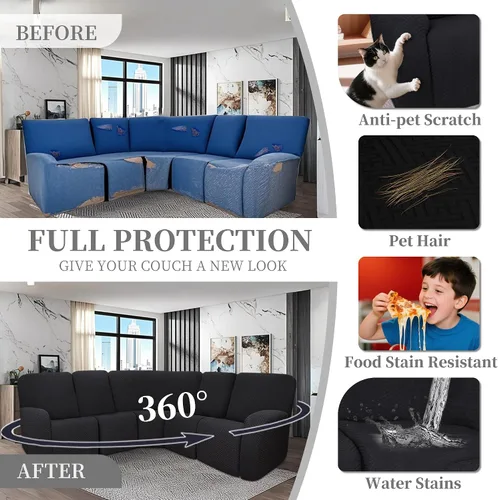 Miniatura 6 de Fundas de sofá reclinable seccional 100% impermeables para sofá reclinable en forma de L, funda de sofá modular de esquina en forma de L, fundas