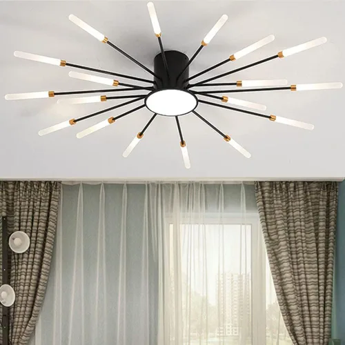 Miniatura 30 de Lámpara de techo LED regulable de 32 pulgadas, 12 luces de techo, lámpara de techo empotrada, iluminación de interior dorada para sala de estar, 12