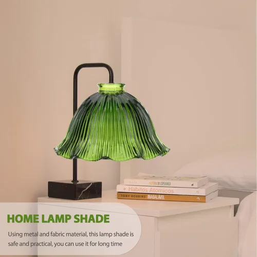 Miniatura 5 de CALLARON Cubierta de lámpara de cristal, cubierta de lámpara, pantalla de vidrio, pantalla colgante de repuesto para lámparas de mesa de pie (verde)