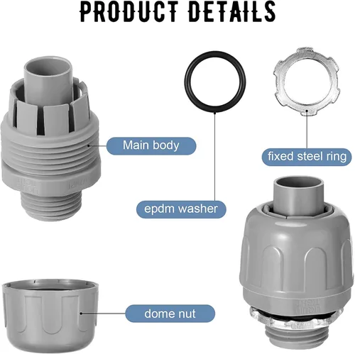 Miniatura 3 de Conector hermético de líquido de 1/2 pulgada, accesorios de conducto eléctrico de PVC, conector de conducto flexible de 180 grados para el hogar