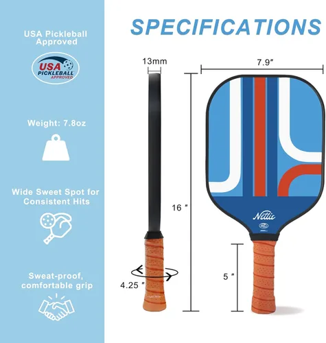 Miniatura 2 de Nettie Juego de palas de pickleball de 1/2/4, aprobadas por USAPA, de fibra de carbono, regalos de cumpleaños, día de San Valentín, para novia