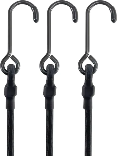 Miniatura 25 de Paquete de 4 cordones elásticos planos ajustables de 3 vías con ganchos, fácil de ajustar la longitud de los 3 lados, Lucky Straps 30 pulgadas