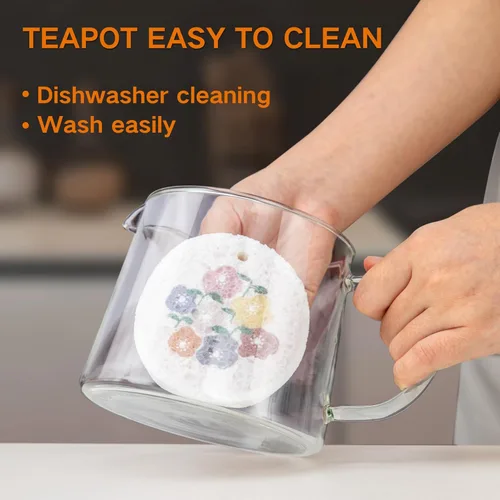 Miniatura 4 de Tetera de vidrio de 51 oz/50.7 fl oz con infusor de acero inoxidable extraíble, tetera de vidrio de borosilicato resistente al calor, hervidor de té