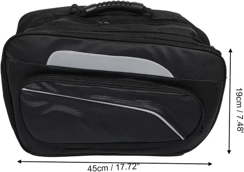 Miniatura 3 de X AUTOHAUX 1 par universal de alforjas laterales para motocicleta, bolsa de equipaje de ciclismo, hebillas ajustables, piel sintética, color negro