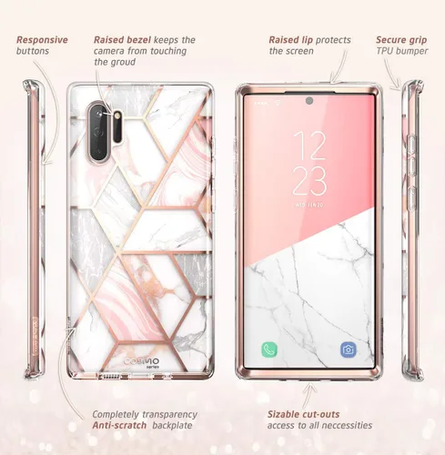 Miniatura 7 de i-Blason Cosmo Series - Funda diseñada para Galaxy Note 10 (versión 2019), diseño de mármol protector sin protector de pantalla integrado (mármol)