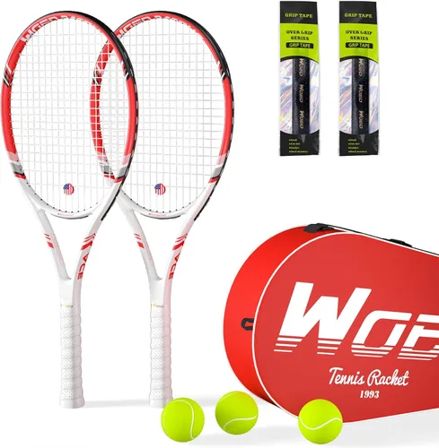 Miniatura 7 de Raqueta de tenis profesional para adultos, 2 jugadores de 27 pulgadas, raqueta de tenis de velocidad aceptable para principiantes y profesionales