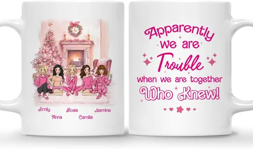 Miniatura 14 de Gossby Taza de café de Navidad personalizada para amigas, regalo de amistad de Navidad personalizado para 2 mejores amigos con diseño, nombre, taza