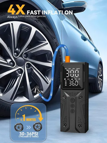 Miniatura 2 de Inflador de neumáticos, compresor de aire portátil, bomba de aire inalámbrica de alta velocidad de 150 PSI para neumáticos de automóvil con batería