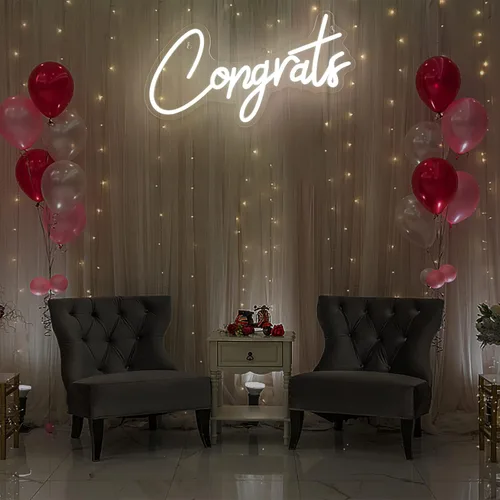 Miniatura 7 de Letrero de neón blanco con texto en inglés «Congrats – Letrero de neón LED regulable para decoración de pared de 17.7 x 9 pulgadas, decoración