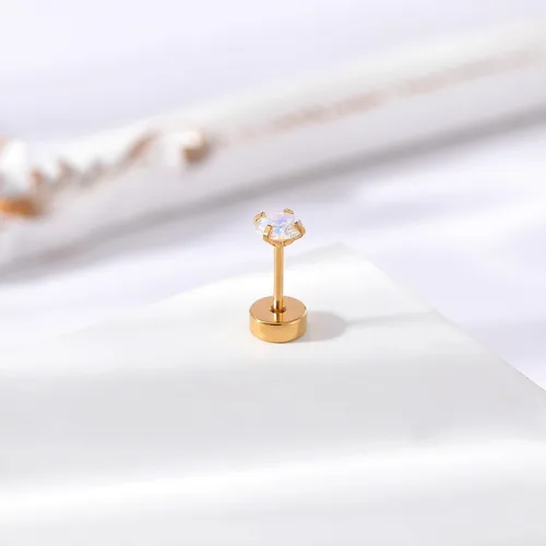Miniatura 7 de AoedeJ Pendientes de acero inoxidable Espalda de oro Tornillo plano en pendientes Reemplazos traseros planos para pernos prisioneros Espalda