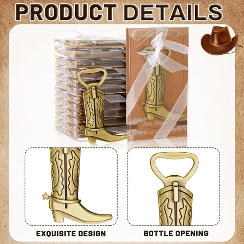 Miniatura 3 de Hortsun 36 juegos de abrebotellas para botas de vaquero, para baby shower, regalos para invitados de fiesta, abrebotellas, regalos a granel